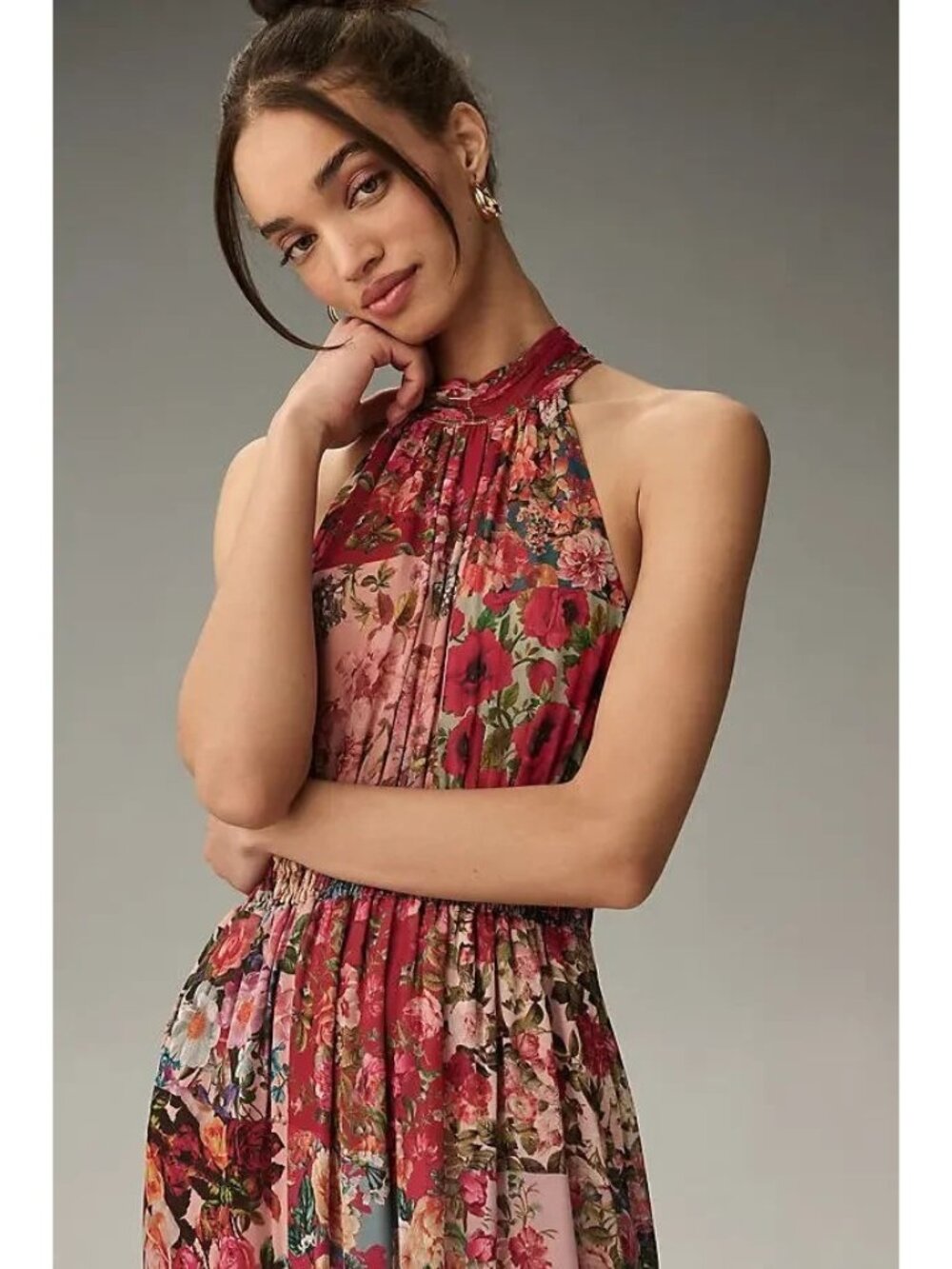 NWT by Anthropologie The Somerset Chiffon Maxi in Pink Floral Print Dress XL - Picture 2 of 10